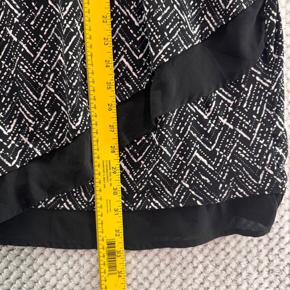 Catherines Top Womens 3X Black White Liquid Knit Stretch V-Neck Half Sleeve - Picture 10 of 13